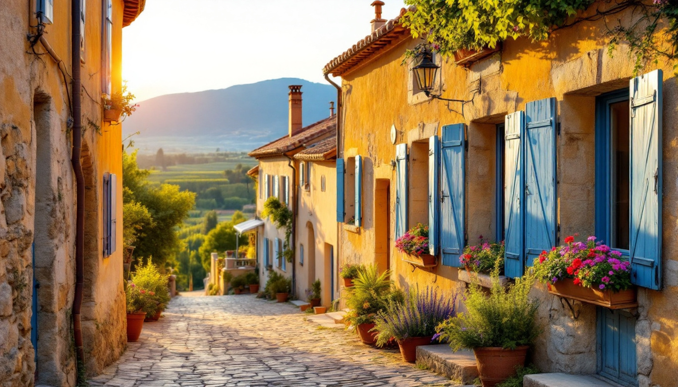 Schönste Dörfer der Provence als Geheimtipp: stille Steingasse mit Lavendel